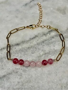 Gold Chain bracelet with Quartz Beads